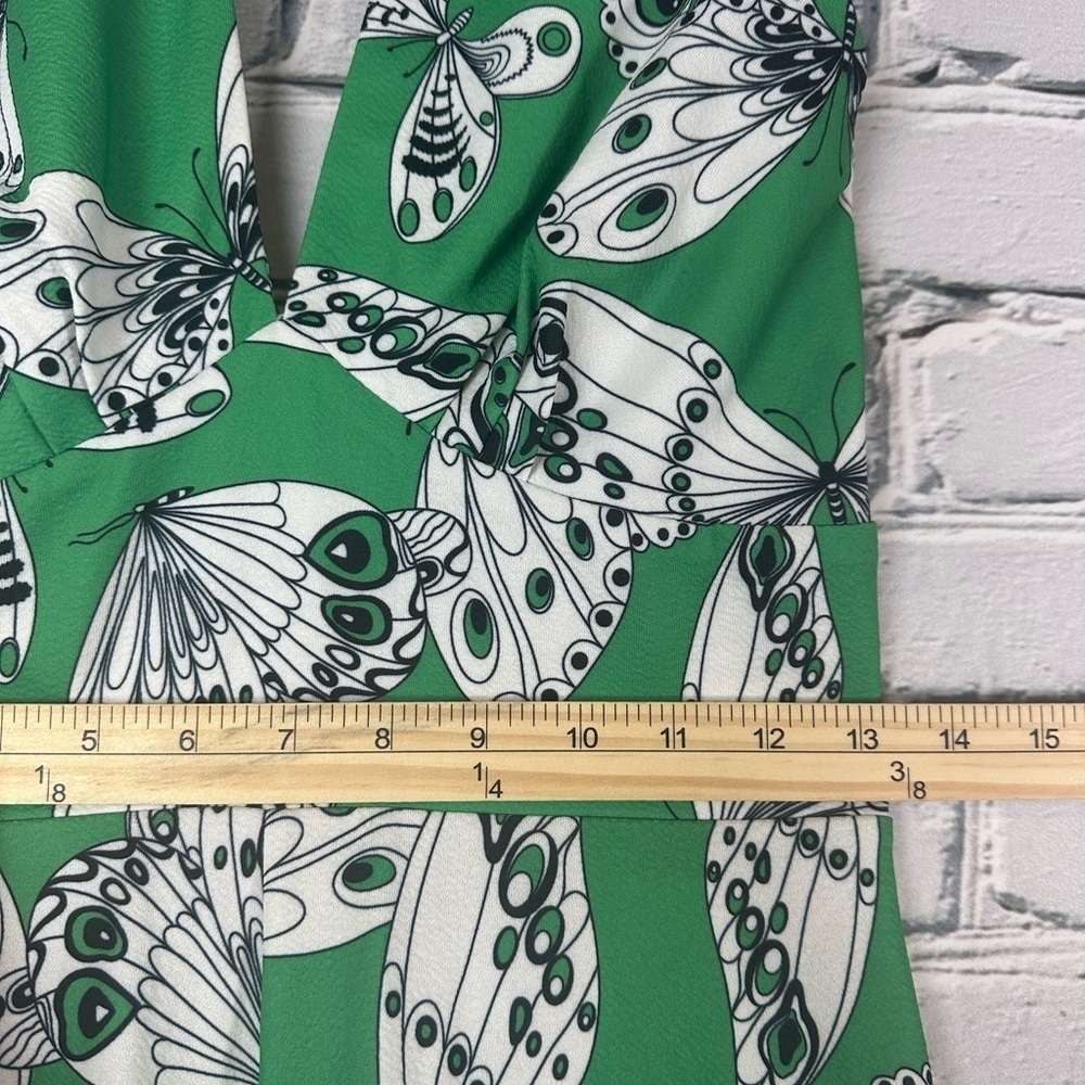 Unique Vintage Smak Parlour Butterfly Halter Flare Jumpsuit Green Medium 6/8 70s - Picture 11 of 13